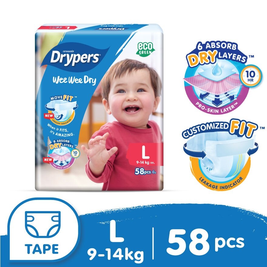DRYPERS WEE WEE DRY DIAPER SIZE L