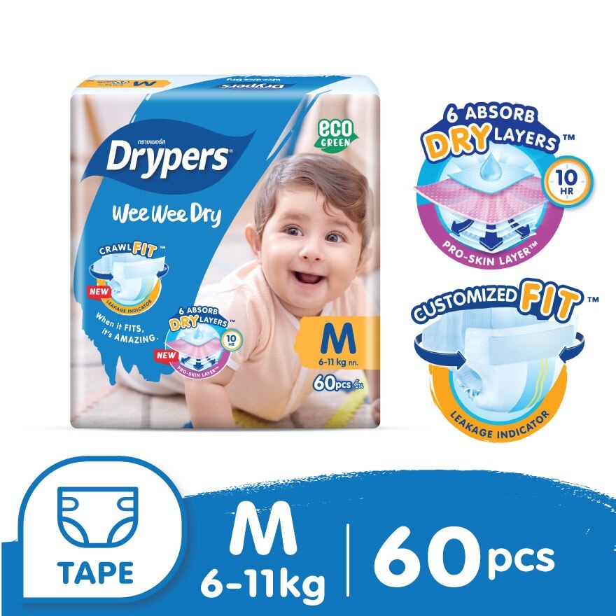 DRYPERS WEE WEE DRY DIAPER SIZE M